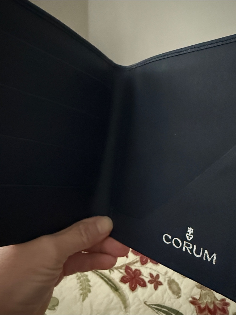 Vintage Corum Navy Leather Bifold Wallet Designer Men’s Wallet